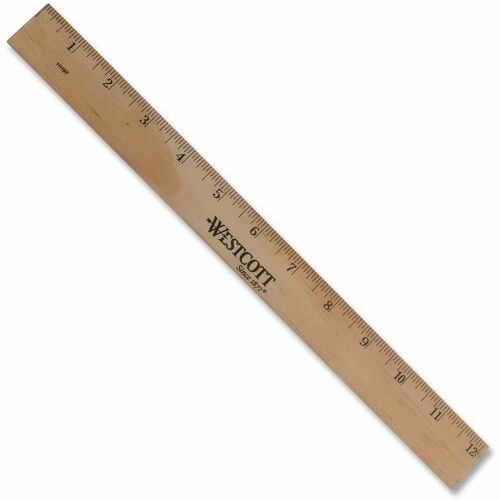 Westcott 12" Dual-Sided Inches/Metric Wood Ruler, 12" Length x 1" Width, 1/16 Graduations, Metric, Imperial Measuring System (10375) | 2-Pack (2 Total)