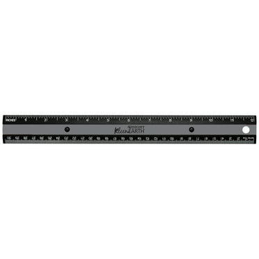Westcott 12" Kleen Earth Black, Recycled Ruler, Plastic, Metric, Imperial, 0.1, 1 Each, Not Bulk, High School.