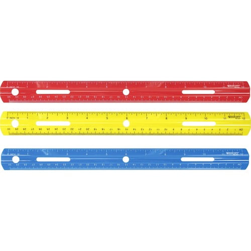 Westcott 12" Plastic Ruler - 12" Length - 1/16 Graduations - Imperial, Metric Measuring System - Plastic - 1 Each - Assorted | Bundle of 10 Each