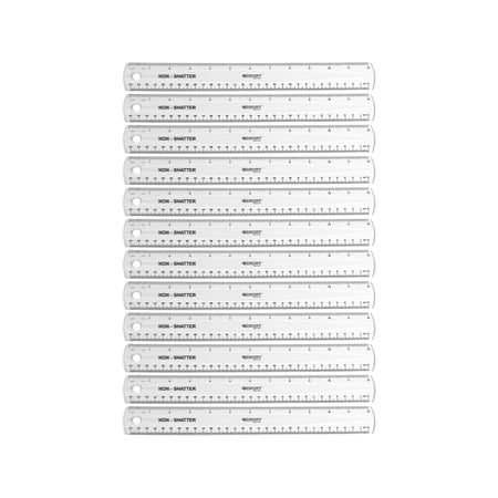 Westcott 12" Plastic Standard Ruler Clear 12/Box (17725)