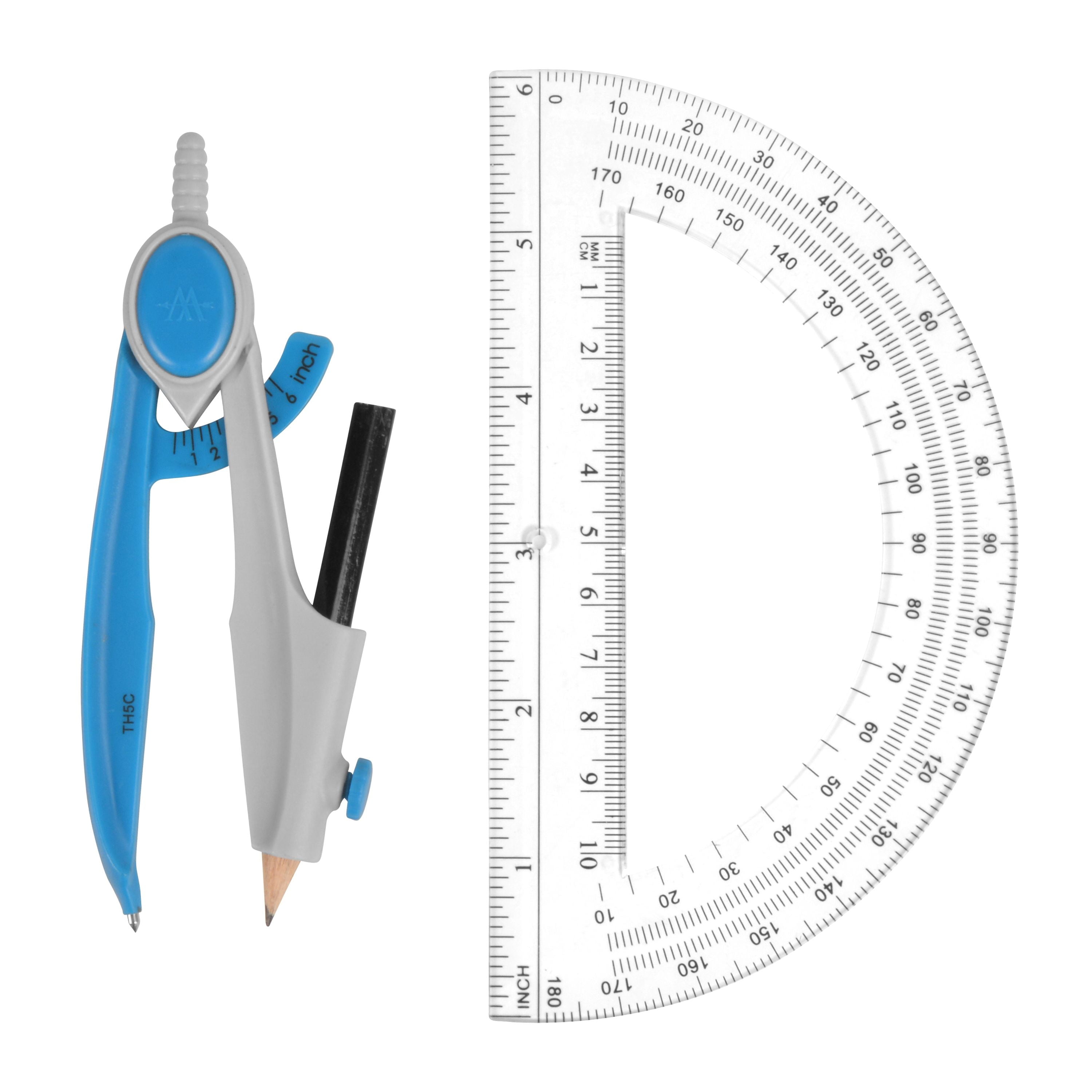 Westcott 2 Piece Compass and Protractor Math Tools Assorted Colors