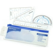 Westcott 5 Piece Geometry Set in Pouch, Blue and Gray, Math Tool Kits