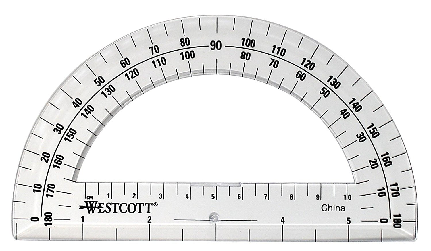 Westcott 6 inch Student Clear Plastic Circular Protractor Tool, 1 Piece