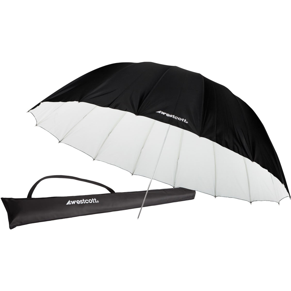 Westcott 7' White and Black Parabolic Umbrella with Fiberglass Frame