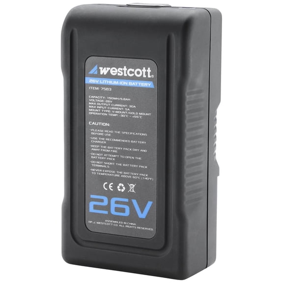 Westcott 7583 26V Lithium-Ion V-Mount Battery F/Flex Cine Mats (EOL)