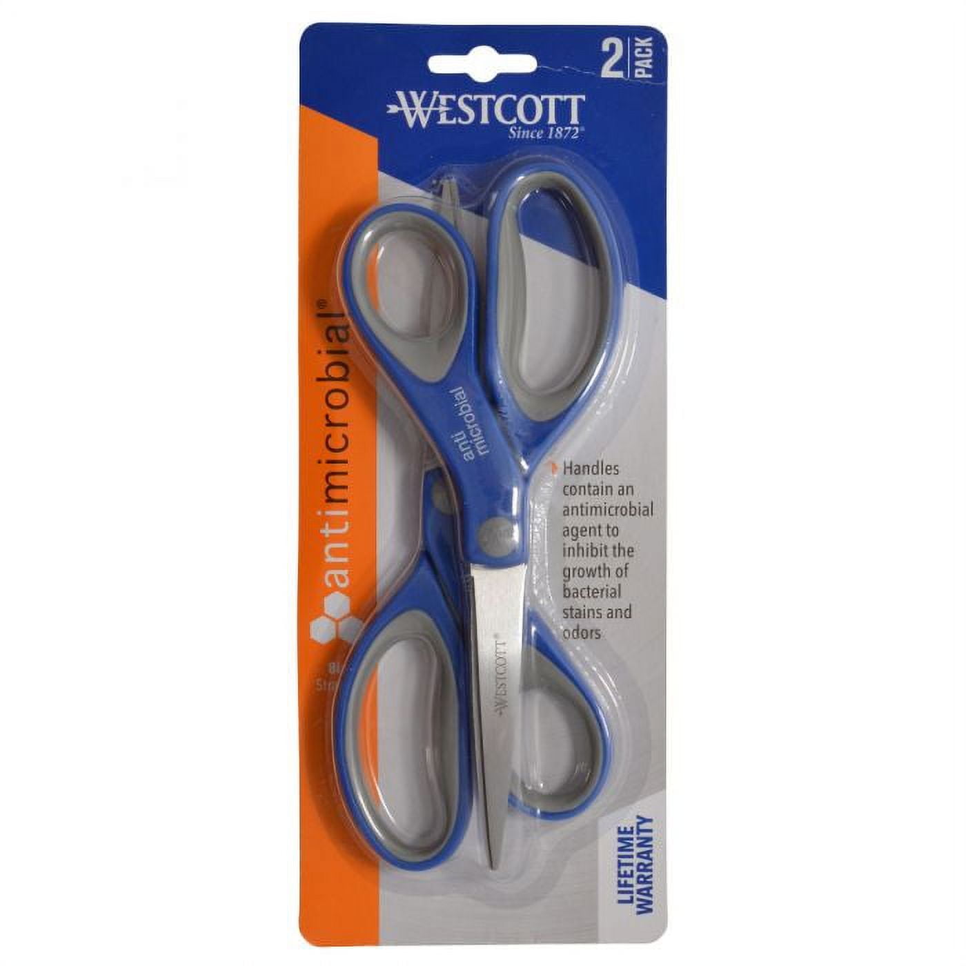 Westcott 8" Anti-Microbial 2 Pack Scissor Soft Handle