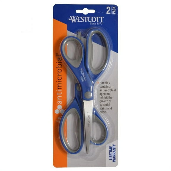 Westcott 8" Anti-Microbial 2 Pack Scissor Soft Handle