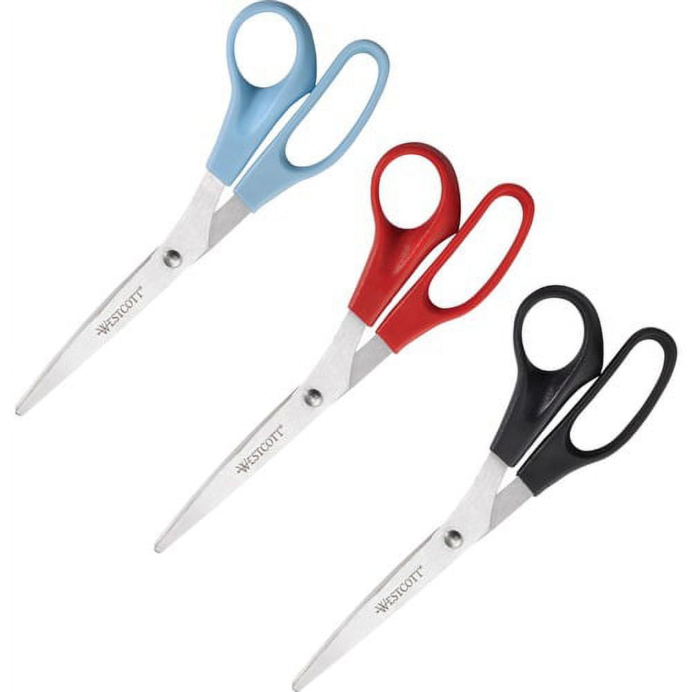 Westcott 8" Straight All-purpose Value Scissors - 8" Overall Length - Straight-left/right - Stainless Steel - Assorted - 3 / Pack | Bundle of 10 Packs