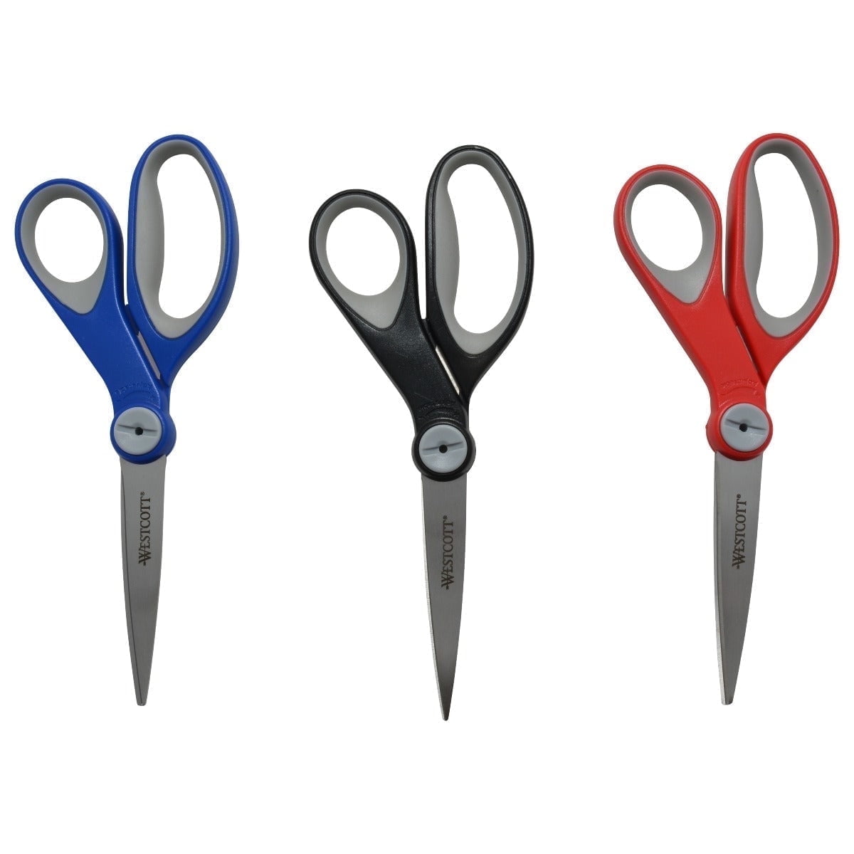 Westcott 8" Straight Stainless Steel Glide Scissors, Durable Stainless Steel, 3-Pack