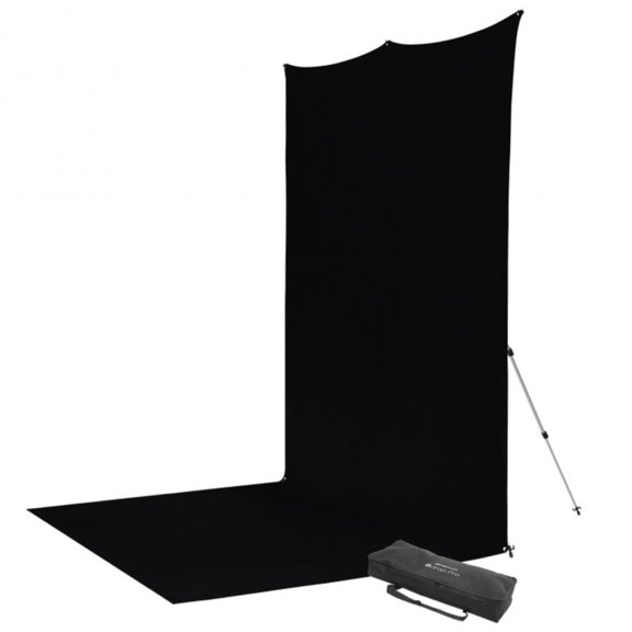 Westcott 8x13' X-Drop Pro Wrinkle-Resistant Backdrop Kit with Stand, Rich Black Sweep