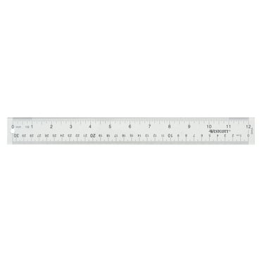 Westcott 12" Clear Acrylic Ruler, Metric Imperial, Office, 0.06 lbs., 1-Count, Not Bulk, High School
