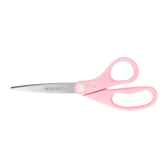 Westcott 8" All-Purpose Scissors, Breast Cancer Awareness, High School, Pink, 1-Count
