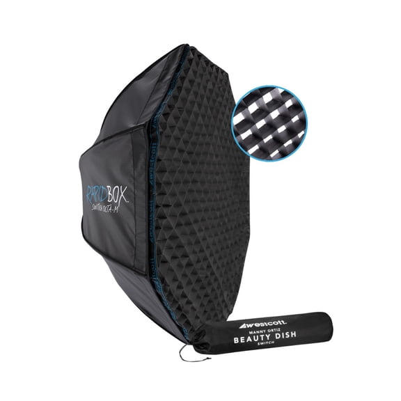 Westcott Beauty Dish Switch (36-Inch, Silver Interior) Bundle with 40-Degree Egg Crate Grid for Rapid Box Switch Octa-M and Octa XL (2 Items)