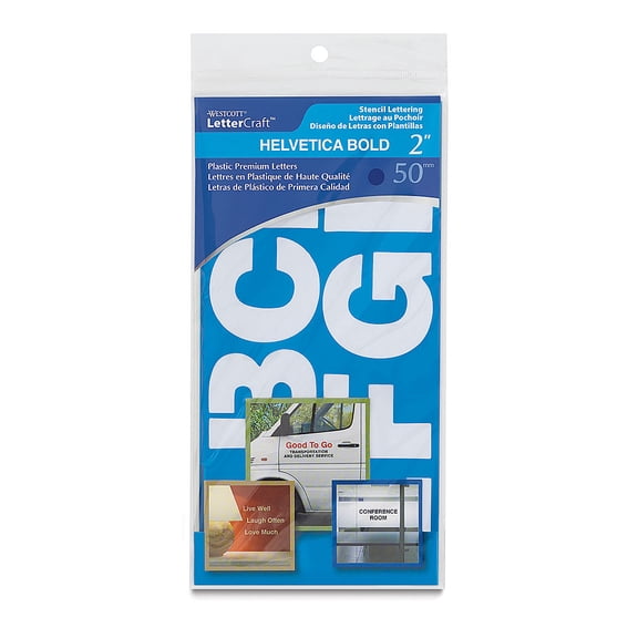 Westcott BetterLetter Plastic Letter Stencils - 2", Capital and Lower Case, Helvetica Bold