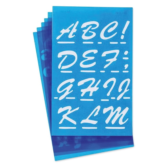 Westcott BetterLetter Plastic Letter Stencils - 3/4" & 1", Capital and Lower Case, Brush