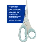 Westcott 8 Inch Carbo Titanium Non-Stick Craft Scissors White Blue