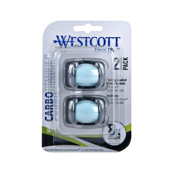 Westcott Carbo Titanium Replacement Blades, for 12" Trimmers, Black/Blue, 2-Pack