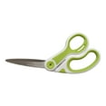 thumbnail interactive-video image 1 of Westcott 8" Carbo Titanium Dressmakers Scissors, Bent, Adjustable Glide, Green and White, for Sewing or Office, 1-Count, 1 of 12