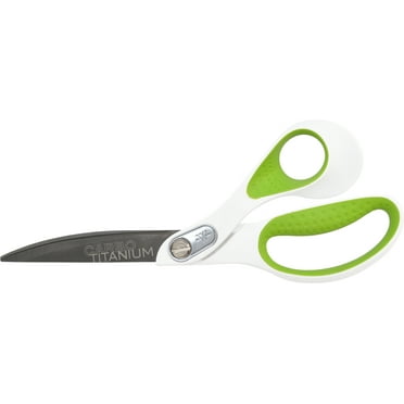 Westcott Carbo Titanium Scissors, 9", Bent, for Craft, White and Green, 1-Count