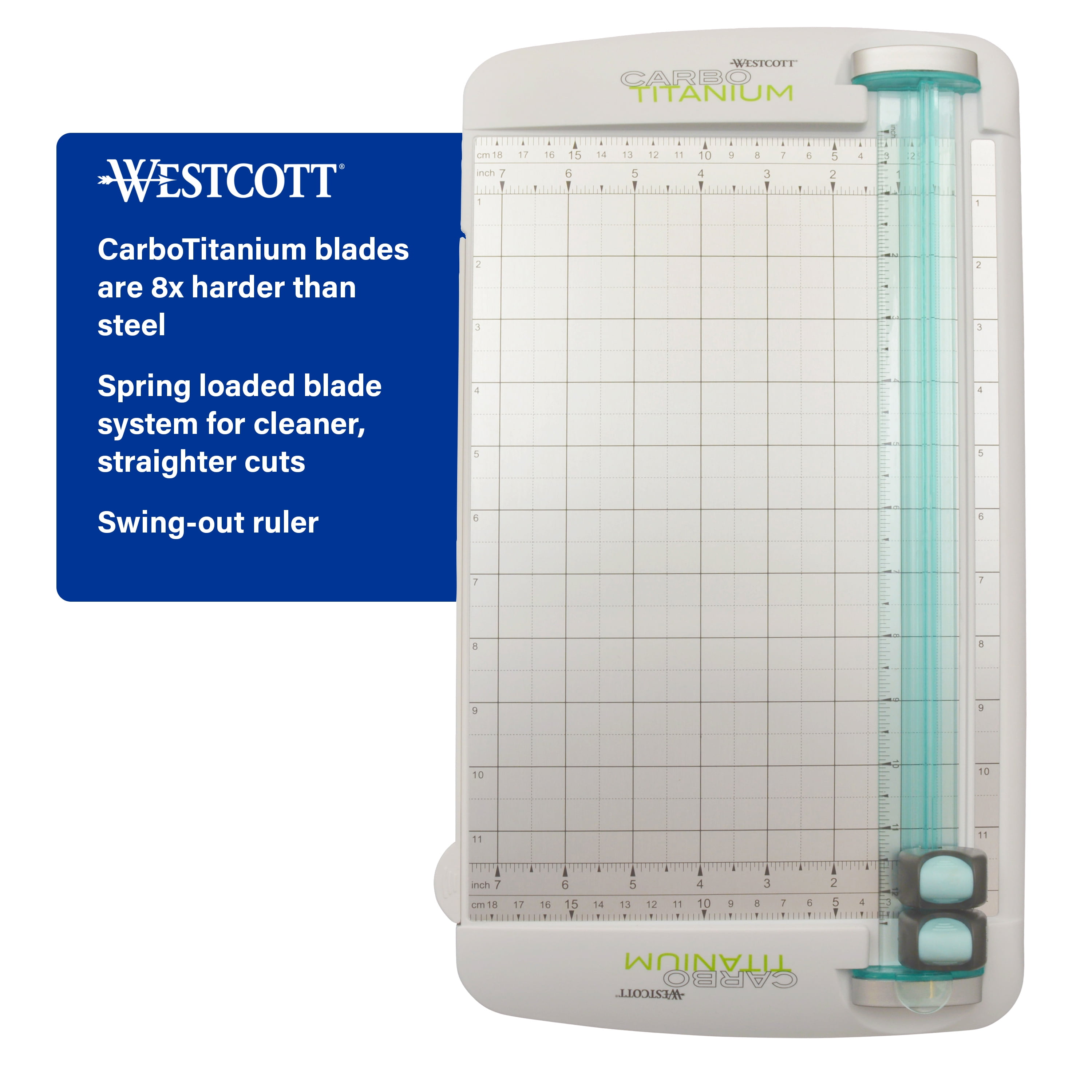 Westcott Carbo Titanium Paper Trimmer, 12", White, for Craft/Scrapbooking, 19.25" Length, 1-Count