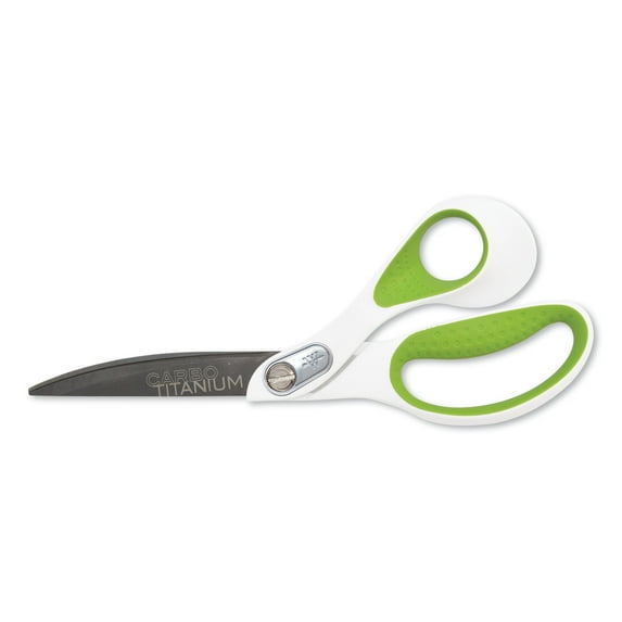 Westcott Carbotitanium Bonded Scissors, 9" Long, 4.5" Cut Length, White Green Bent Handle
