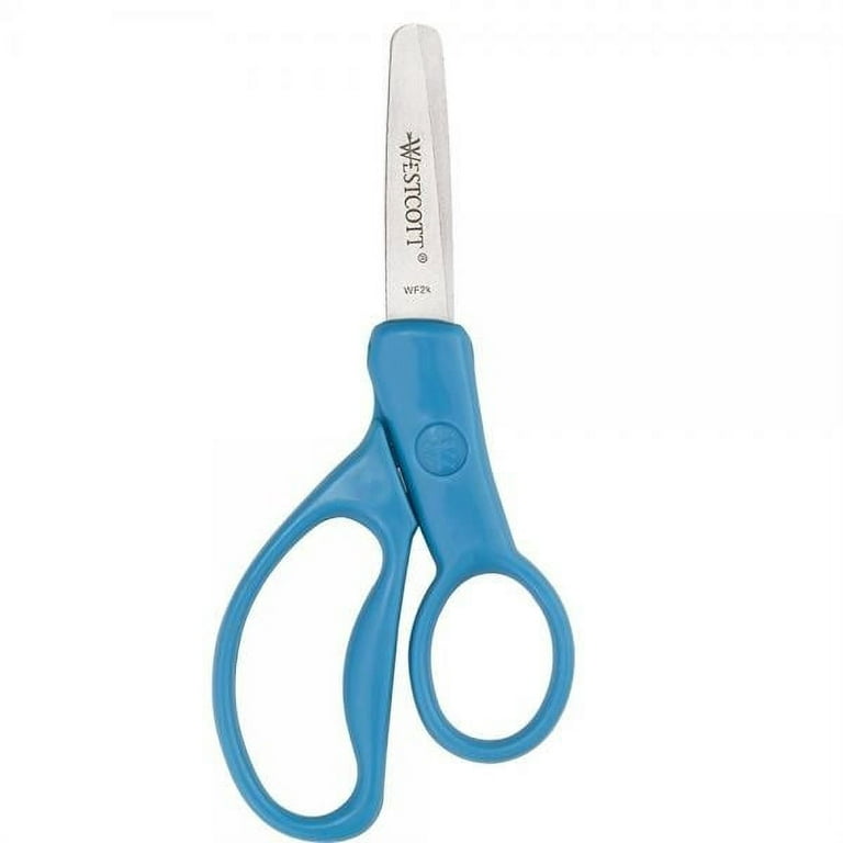 Westcott 15968 Right-Handed Scissors, Kids' Scissors, Ages 4-8, 5-Inch  Blunt Tip, Blue