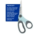 thumbnail interactive-video image 1 of Westcott 8" Non-Stick Crafting Scissors, Titanium Bonded, Bent, Adjustable Glide, Blue, for Crafting, Sewing, and Fabric, 1 of 12