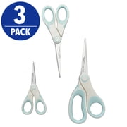 Westcott Carbo Titanium Non-Stick 8" 7" 5" Scissors, White/Blue for Crafts, 3-Pack