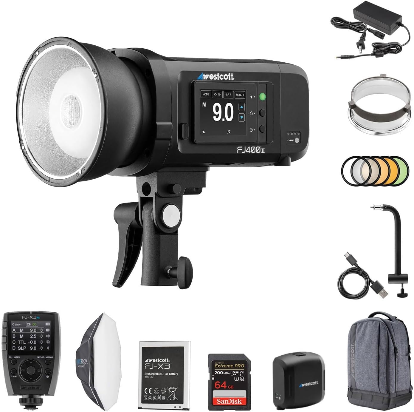Fj700 Intuspan F.J. Westcott FJ400 II 2-Light Studio Flash Strobe Backpack Kit with ...