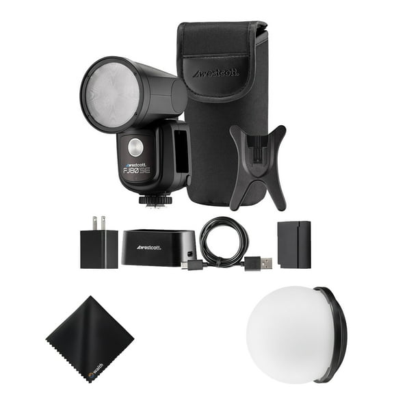 Westcott FJ80-SE M Universal 80Ws Speedlight with 2.4 Inch LCD | 550+ Full-Power Flashes per Charge with Diffusion Dome for Magnetic Mounting and Waith Microfibre Cleaning Cloth Bundle set