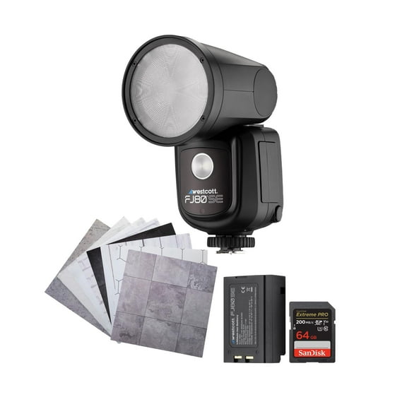 Westcott FJ80-SE S 80Ws Speedlight for Sony Cameras with Extra Battery, 64GB Memory Card, Backdrops