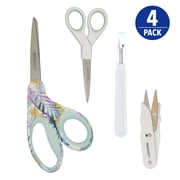 Westcott Fashion Sewing Set, Scissors, Seam Ripper & Thread Snips, Stainless Steel, White/Blue, 4-Piece