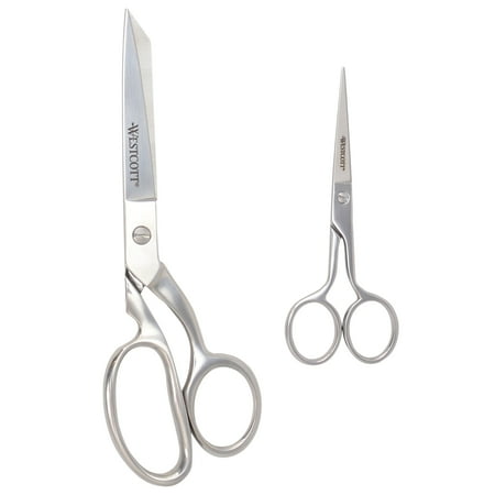 Westcott Forged 8in & 5in Scissors for Fabric and Paper Crafts, Dressmaker Shears & Detail Snips, 2-Pack