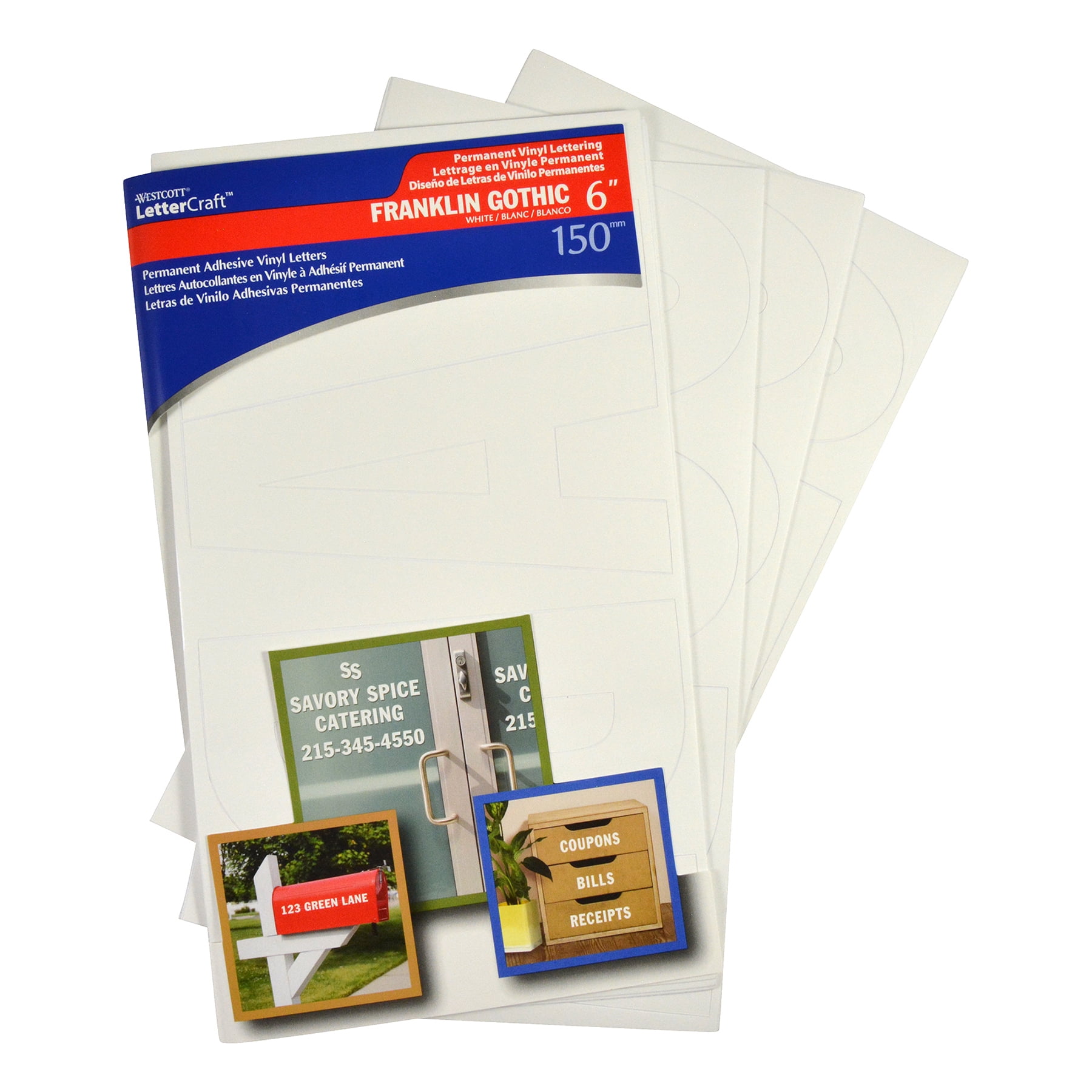 Westcott Franklin Goth 6 White Permanent Vinyl Lettering