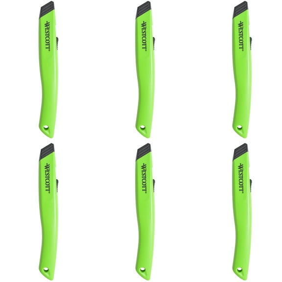 Westcott Full Size Auto Retractable Ceramic Utility Box Cutter, Pack of 6