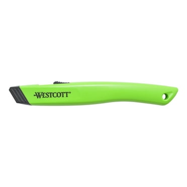 Westcott Full Size Auto Retractable Ceramic Utility Box Cutter, Plastic, Green, 1-Count