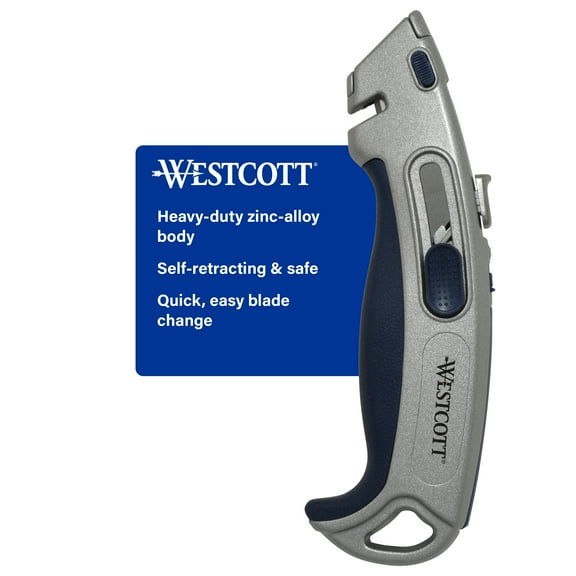 Westcott Heavy Duty Straight Blade Utility Cutter, Silver, 1-Count