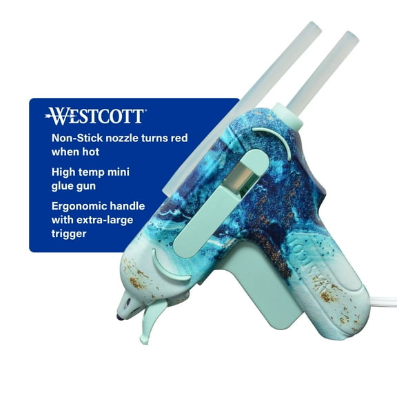 Westcott Hi-Temp Mini Glue Gun, for Craft, Agate/Mineral, Color Teal,1-Count