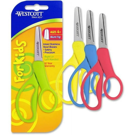 Westcott Junior Stainless Steel Blunt Tip Scissors 5" Overall Length - Straight-left/right - Stainless Steel - Blunted Tip - Assorted - 1 Each