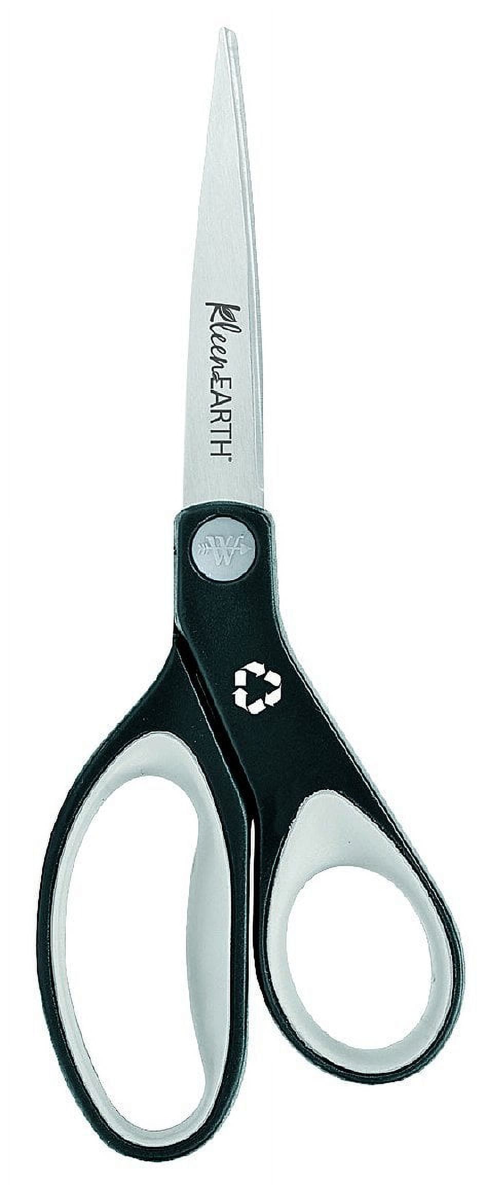 Westcott Kleenearth Scissors, 8", Straight Blade, Soft Handle, Black