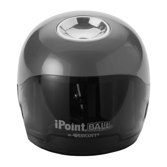 Westcott iPoint Ball Battery-Powered Pencil Sharpener, Gray, For Office Use, 1 Count