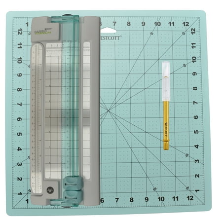 Westcott Paper Crafting Set, Trimmer, 9", Hobby Knife, Craft Mat, 12"x12", Blue, 3-Pack