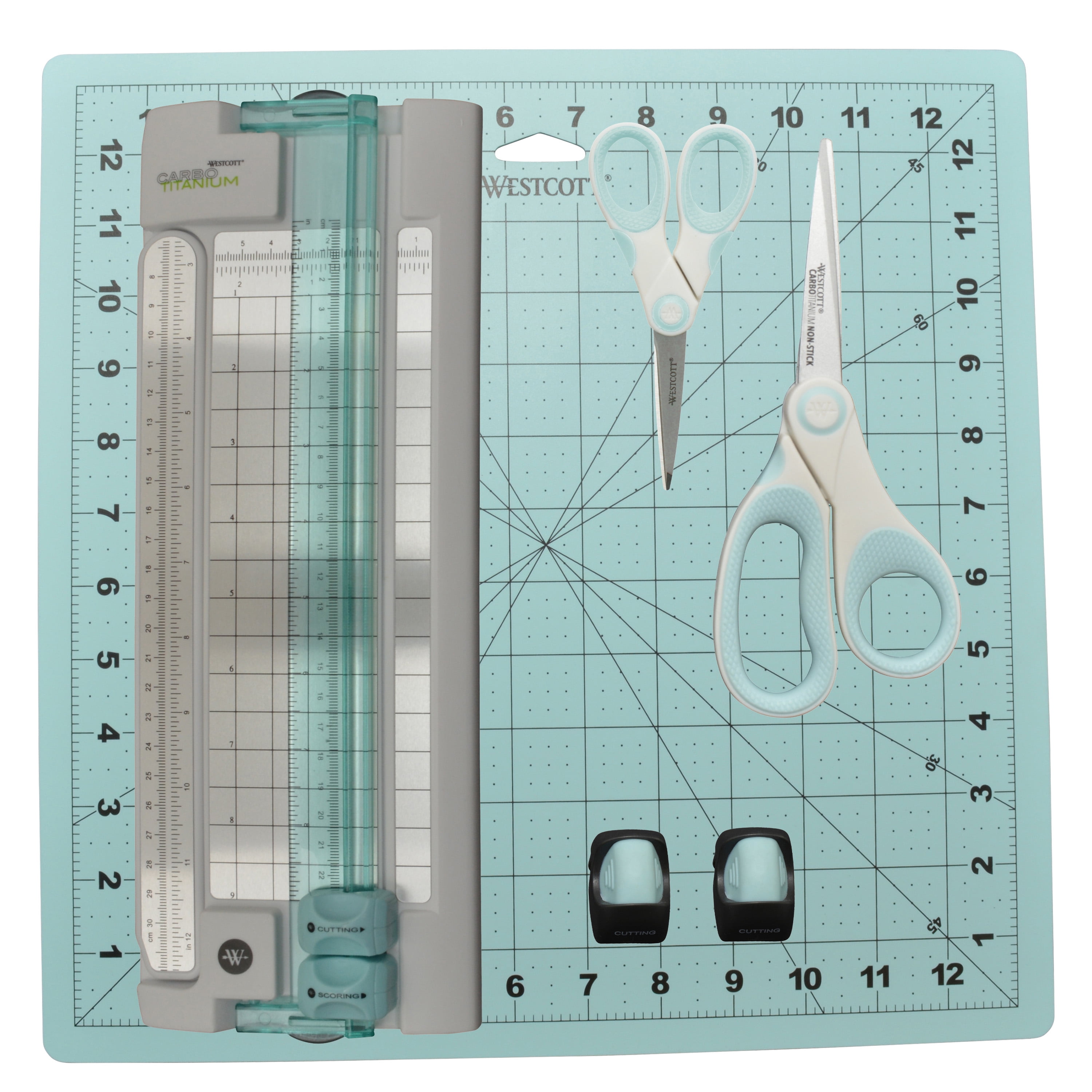 Westcott Paper Crafting Set, Trimmer, 9", Scissors, 8", 5", Craft Mat