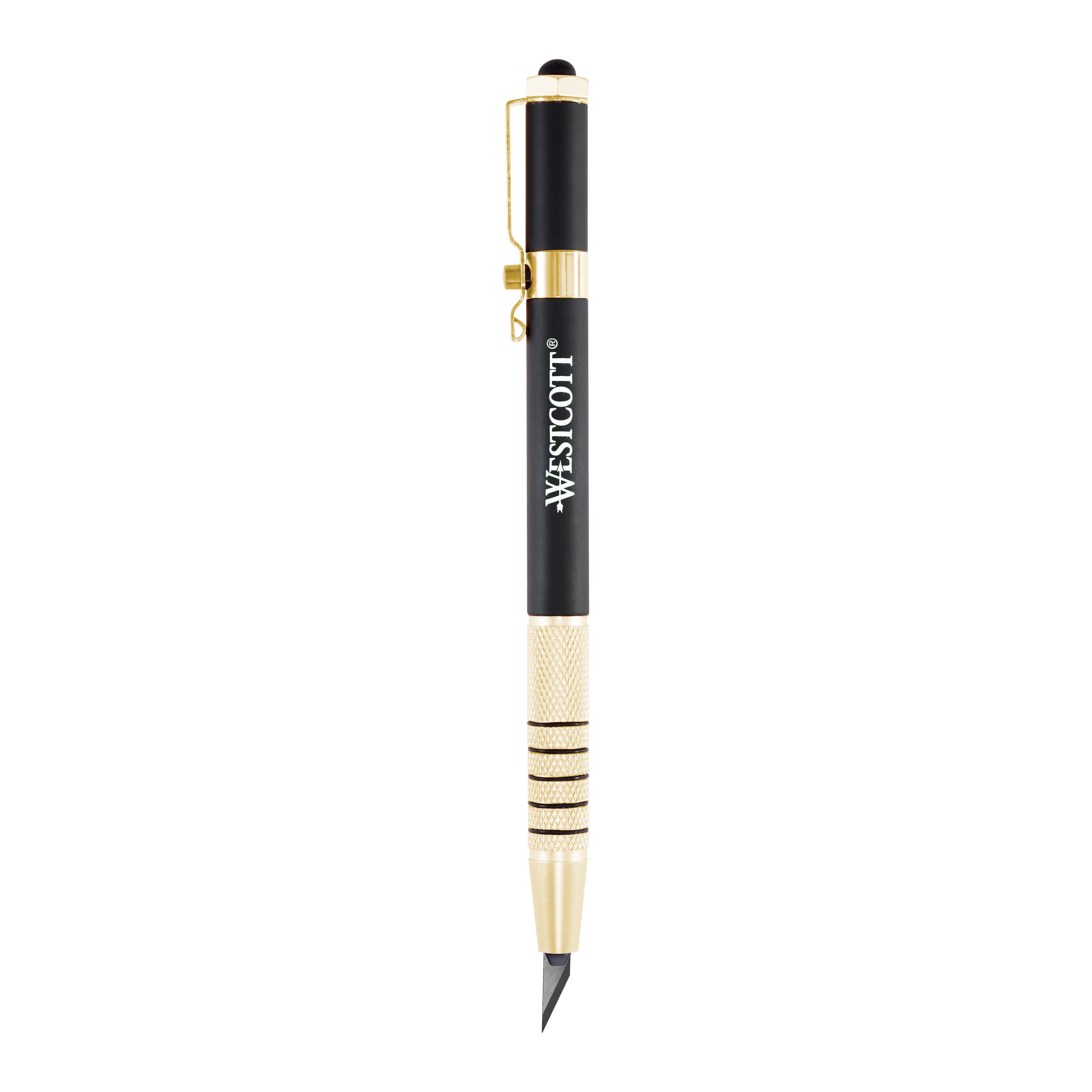 Westcott Pen Style Craft Knife With Carbo Titanium Blade, Gold, 4.65 Inch Length, 1-Count