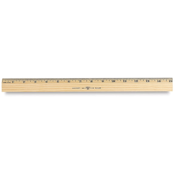 Westcott Ruler with Single Metal Edge - , 15", Wood with Single Metal Edge