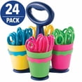 thumbnail image 1 of Westcott Kids Scissors Caddy With Anti-Microbial Pointed Blades, 5 Inch, Assorted Colors, 24 Pairs, 1 of 8