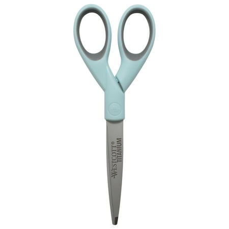 Westcott 7" Titanium Bonded Sewing Scissors, Micro-Tip, Light Blue, 1-Count