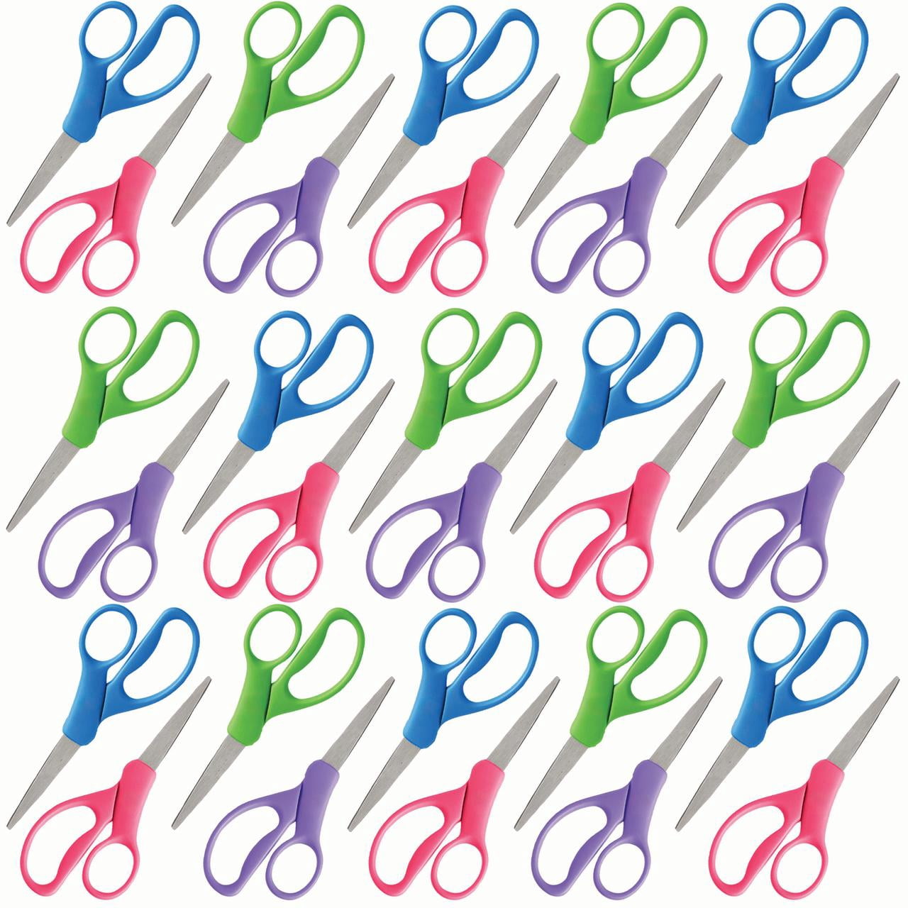 Basix by Westcott, 6"  Stainless Steel Safety Scissors for Big Kids, Ages 8+,  School Supplies, Assorted Colors, 30-Pack