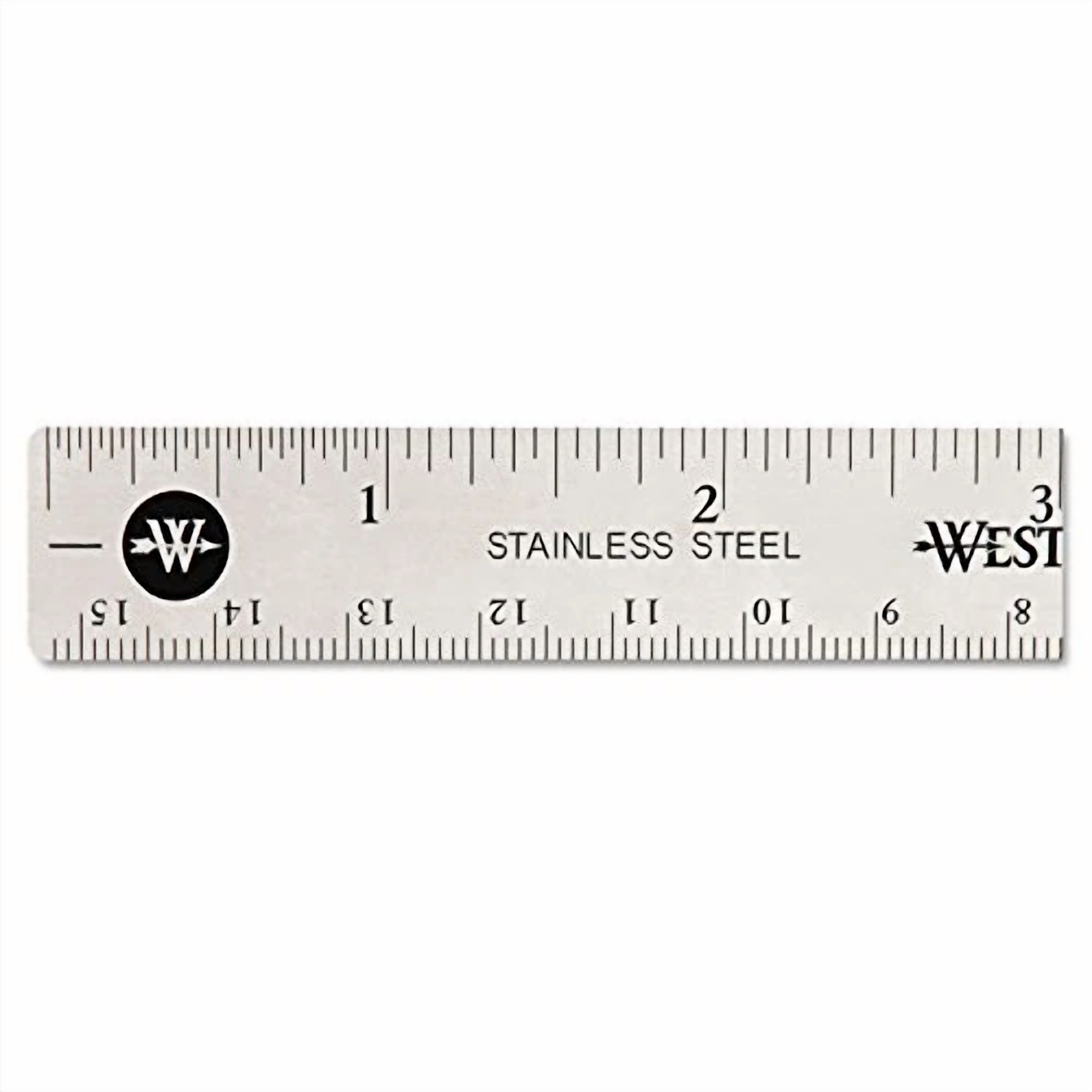 Westcott Stainless Steel Office Ruler With Non Slip Cork Base, 6-Inch (10414)