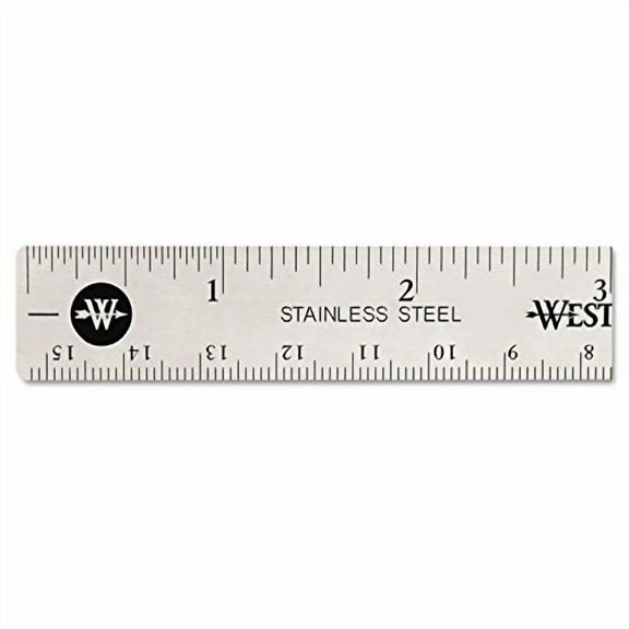 Westcott Stainless Steel Office Ruler With Non Slip Cork Base, 6-Inch (10414)